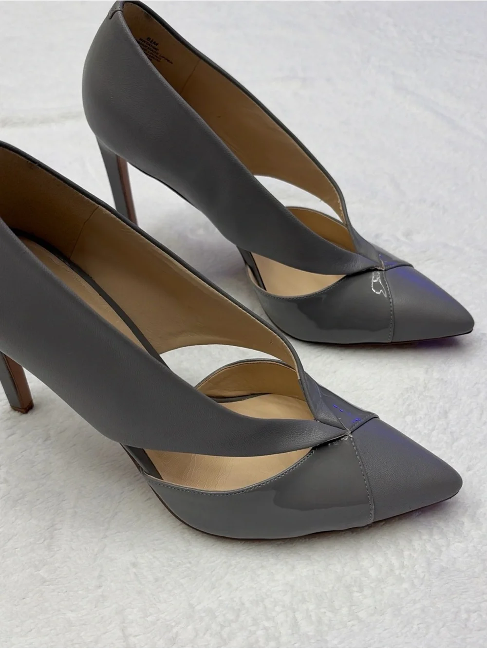 Nine West Gray Pointed Toe Cutout Stiletto Heels